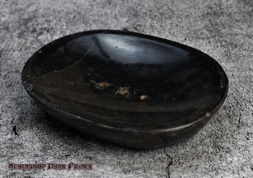 Hexenshop Dark Phönix Klassische ovale Seifenschale aus schwarzem-grauem Marmor